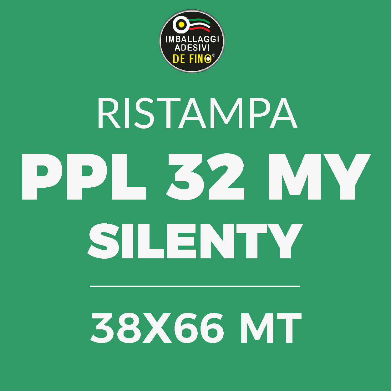 RISTAMPA NASTRI PPL 1 COLORE SILENZIATO, 96 pz, 38mmX66 mt - Produzione Nastro  Adesivo